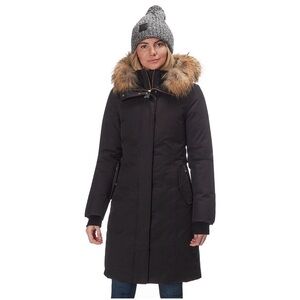 Mackage Black Coat with Fur Trim